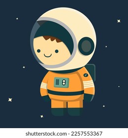 Cute astronaut character. Cartoon style. Vector icon illustration.