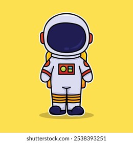 Cute Astronaut Character Illustration made on a tablet suitable for use as a book cover or children's activities