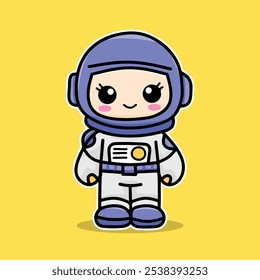 Cute Astronaut Character Illustration made on a tablet suitable for use as a book cover or children's activities