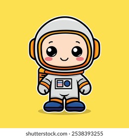 Cute Astronaut Character Illustration made on a tablet suitable for use as a book cover or children's activities