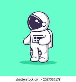 cute astronaut character illustration vector