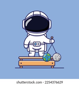 Cute Astronaut Character Playing Clackers Ball