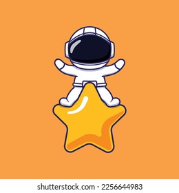 Cute Astronaut Character Sitting on a Star
