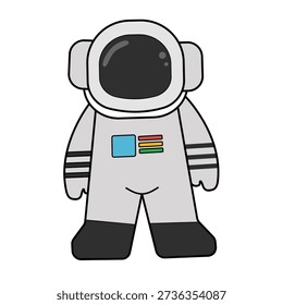 Cute Astronaut Character Standing in Space Suit Flat Vector Art