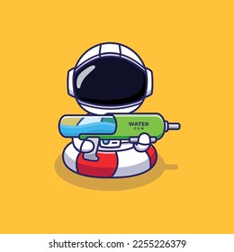 Cute Astronauten Charakter Schwimmen während des Spielens mit Wasserwache