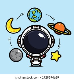 cute astronaut character vector design