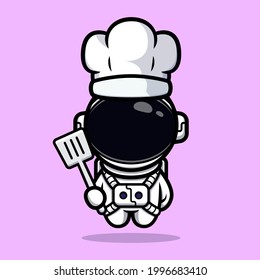 Cute astronaut chef mascot design 