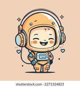 cute astronaut chibi style vector art illustration