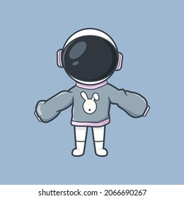 cute astronaut chibi winter illustration wearing sweater