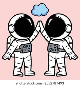 Ilustración linda del icono del Vector del arte del Clip del astronauta. Ciencia Sport flat Icon.