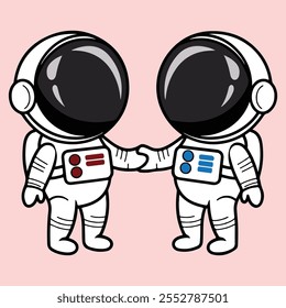 Cute Astronaut clip art Vector Icon Illustration. Science Sport flat Icon.