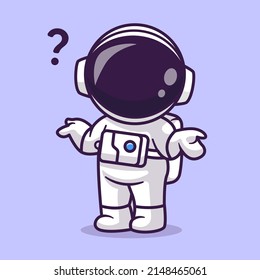 Cute Astronaut Confuse Cartoon Vector Icon Illustration. Science Technology Icon Concept Isolated Premium Vector. Flat Cartoon Style