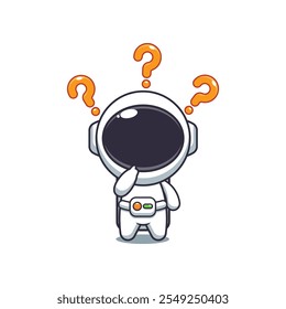 Cute astronaut is confused cartoon vector illustration. vector cartoon illustration suitable for poster, brochure, web, mascot, sticker, logo and icon.