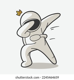 cute astronaut cool dabbing pose art illustration