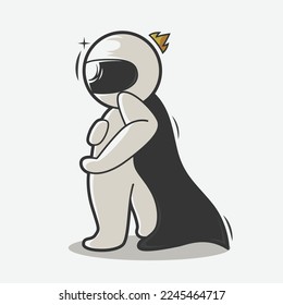 cute astronaut cool pose art illustration