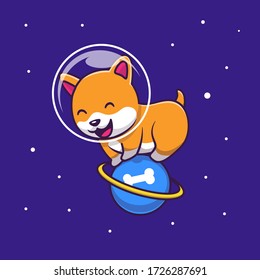 Cute Astronaut Corgi Vector Icon Illustration Stock Vector (Royalty ...