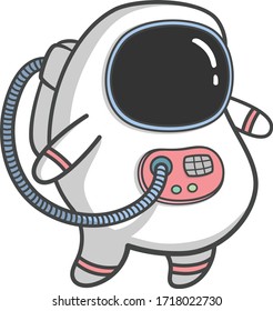 Cute astronaut. Cosmic astronaut standing