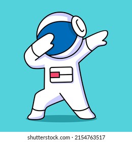 cute astronaut dabbing cartoon design