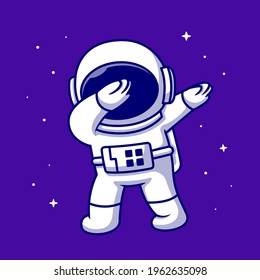 Cute Astronaut Dabbing Cartoon Vector Icon Illustration. Space Science Icon Concept Isolated Premium Vector. Flat Cartoon Style