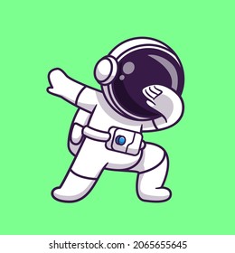 Cute Astronaut Dabbing Cartoon Vector Icon Illustration. Technology Science Icon Concept Isolated Premium Vector. Flat Cartoon Style