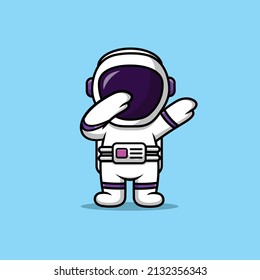 Cute Astronaut Dabbing Cartoon Vector Icon Illustration. Science Party Icon Concept Isolated Premium Vector. Flat Cartoon Style