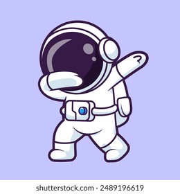 Cute Astronaut Dabbing Cartoon Vector Icon Illustration. Science Technology Icon Concept Isolated Premium Vector. Flat Cartoon Style