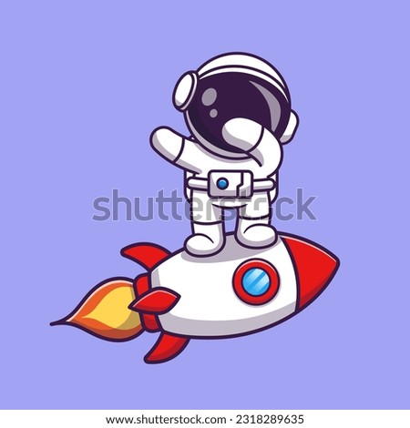 Cute Astronaut Dabbing On Rocket Cartoon Vector Icon Illustration. Science Technology Icon Concept Isolated Premium Vector. Flat Cartoon Style