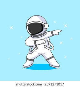 Cute Astronaut Dabbing Style Vector Illustration Cartoon Design