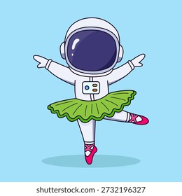 Cute astronaut dancing ballet. Cute astronaut sticker in ballet dance pose