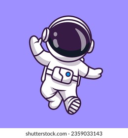 Cute Astronaut Tanzkartoon Vektorsymbol Illustration. Science Technology Icon Konzept isolierter Premium-Vektorgrafik. Flachbildkartonstil