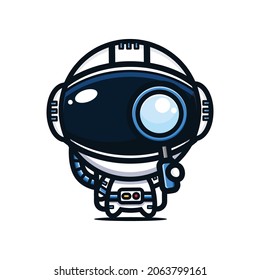 cute astronaut design holding a magnifying glass