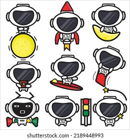 cute astronaut design set of bundles