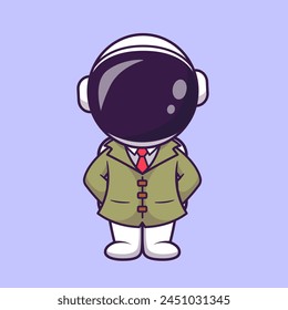 Lindo Astronauta Detective Cartoon Vector Ilustración Icono. Ciencia Profesión Icon Concept Vector Premium aislado. Estilo plano de dibujos animados