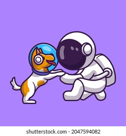 
Cute Astronaut With Dog Astronaut Cartoon Vector Icon Illustration. Technology Animal Icon Concept Isolated Premium Vector. Flat Cartoon Style