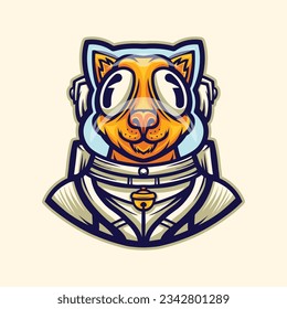 cute astronaut dog character vector