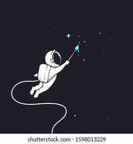 Cute astronaut drawing a stars