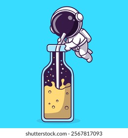 Cute Astronaut Drinking Coffee Space Cartoon Vector Icon 
Illustration. Science Drink Icon Concept Isolated Premium 
Vector. Flat Cartoon Style