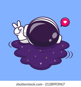 Cute Astronaut Drowning in Space Cartoon Vector Icon Illustration. Science Technology Icon Concept Isolated Premium Vector. Flat Cartoon Style