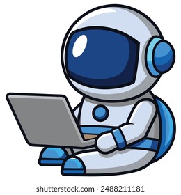 Cute Astronaut Eat Pizza On Mars Cartoon Vector Kawaii Icon. Science Food Illustration