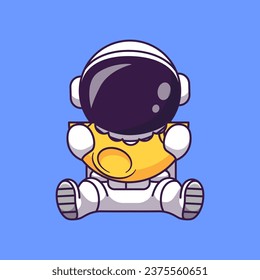 Ilustración del icono del vector de dibujos animados de la luna de un astronauta adorable.
Concepto de icono de la tecnología de la ciencia Vector Premium aislado.
Estilo de dibujo plano