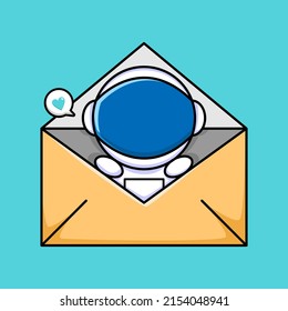 cute astronaut in email cartoon design