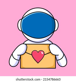 cute astronaut with email cartoon design