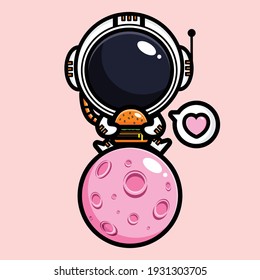 cute astronaut is enjoying a burger