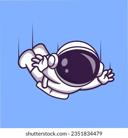 Cute Astronaut Falling In Space Cartoon Vector Icon Illustration. Science Technology Icon Concept Isolated Premium Vector. Flat Cartoon Style