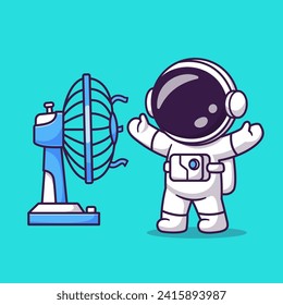 Cute Astronaut With Fan Cartoon Vector Icon Illustration.
Science Technology Icon Concept Isolated Premium Vector.
Flat Cartoon Style