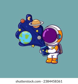 Cute Astronaut Fill In Jar Space Cartoon character of illustration