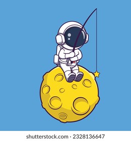 
Cute Astronaut Fishing Star On the moon