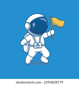 Cute astronaut flag vector children's illustration Q edition vector cartoon illustration