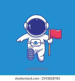 Cute astronaut flag vector children's illustration Q edition vector cartoon illustration