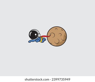Cute Astronaut flaying like superman Cartoon Vector Icon Illustration. Science Technology Icon Concept Isolated Premium Vector. Flat Cartoon Style